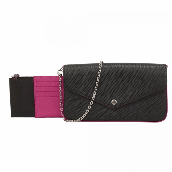 Louis Vuitton Shoulder Wallet Epi Felicie M64579 Noir Hot Pink Ladies - Picture 1 of 10